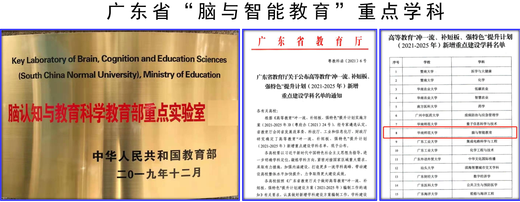 广东省脑与智能教育重点学科资料